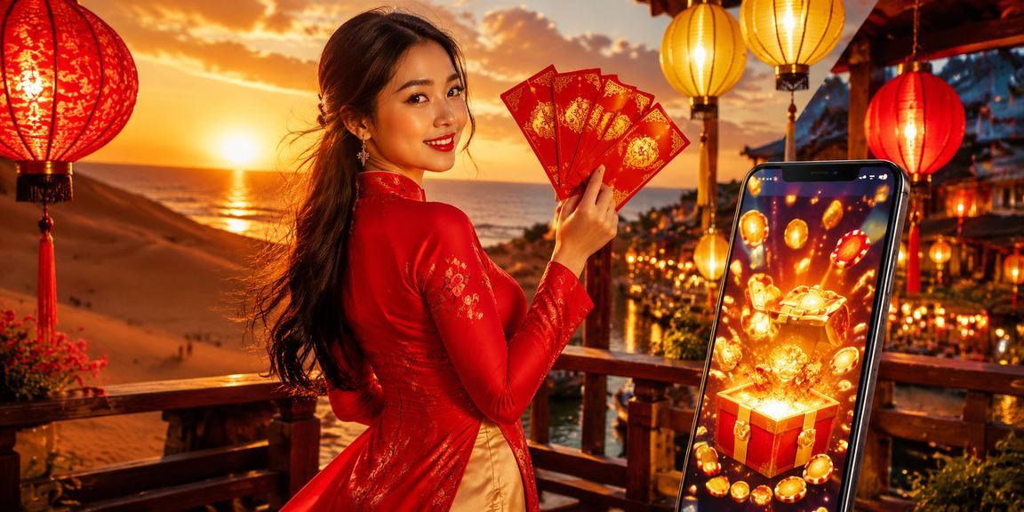 Lễ hội Hội An với phong bao đỏ may mắn và người chơi xổ số dịp Tết