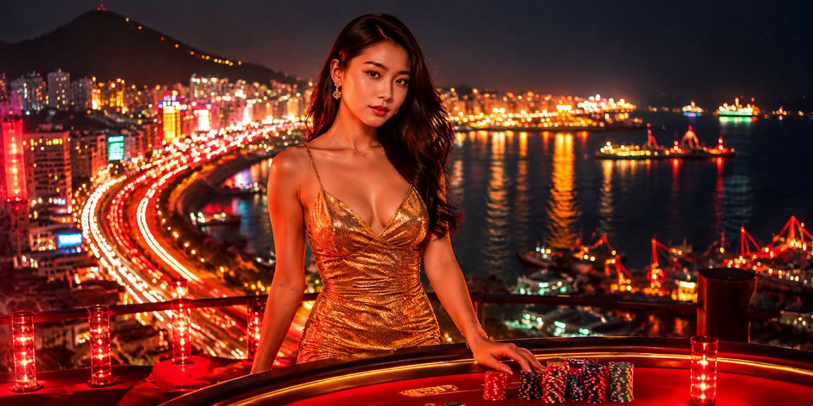 Màn hình đăng nhập cá cược trực tuyến tại Vũng Tàu về đêm với ánh đèn neon rực rỡ